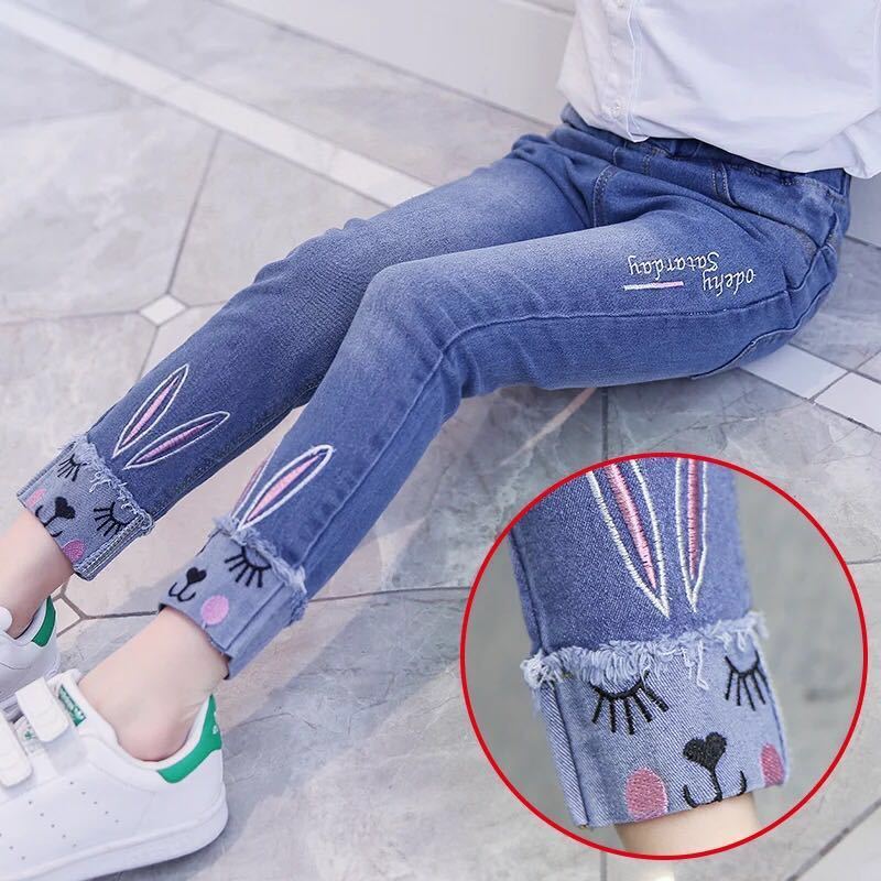 Spring And Autumn Girls Jeans Pants Girls Loose Jeans Pants