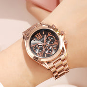 Women Luxury rose gold quatz watch