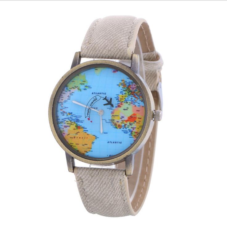 Women Vintage Watch with Global Map