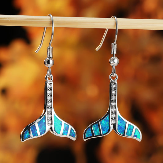 Blue Fish Tail-shaped Earrings