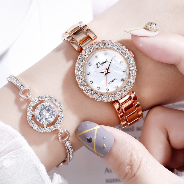 Women Luxury Quartz Watches With Bangle Clock Bracelet