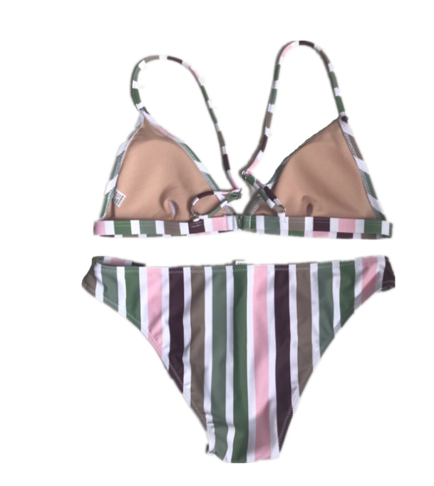 Rainbow Gray Striped Print Swimsuit Triangle Bikini