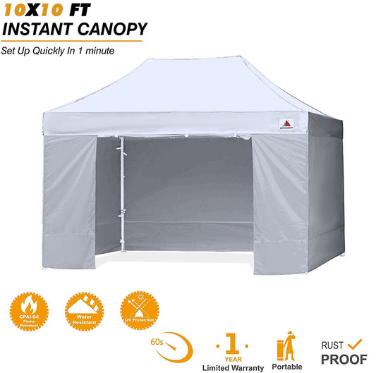 10x10 Ft Canopies Commercial Tents Market stall with 6 Removable Sidewall