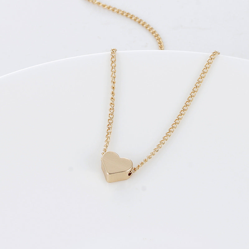 Jewelry Necklace Gold Color Double-sided Love Pendant with Clavicle Chains